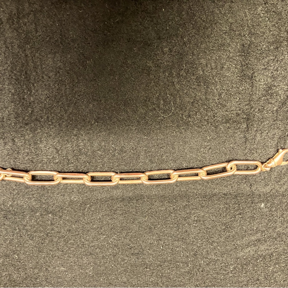 Rose colored gold plated paperclip link bracelet